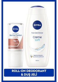 Resim Nivea Creme Soft Duş Jeli 500 ML + Kadın Rollon Deodorant Derma Control Clinical 50 ML 96 Saat Ter Koruması 