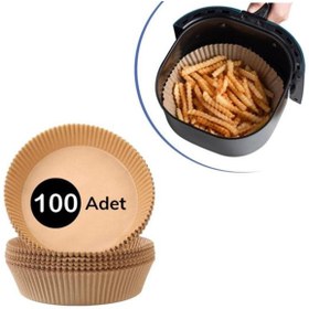 Resim Go İthalat 100 Adet Air Fryer Pişirme Kağıdı Tek Kullanımlık Yağlı Kağıdı Yuvarlak Tabak Model (5263) 