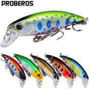 Resim Proberos Premium Batan Minnow Yem - 5.69cm Sert Yem 3D Gözler, Çift Üçlü Kanca, Hafif 0.16oz - Tatlısu & Tuzlu Su Balıkçılığı için İdeal 