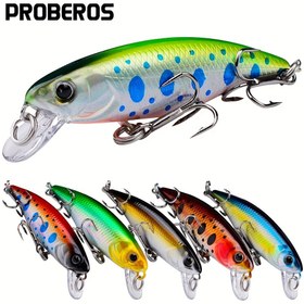 Resim Proberos Premium Batan Minnow Yem - 5.69cm Sert Yem 3D Gözler, Çift Üçlü Kanca, Hafif 0.16oz - Tatlısu & Tuzlu Su Balıkçılığı için İdeal 