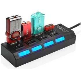 Resim SPEEDUF 4 Port Usb 2.0 Hub Çoğaltıcı Çoklayıcı Switch Işıklı Anah 