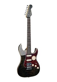 Resim Guson Superstrat Hss Elektro Gitar Quilted Siyah 