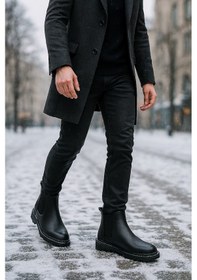 Resim Growish Gre0157-3 Hakiki Deri Kaydırmaz Koku Yapmaz Kalın Taban Chelsea Üst Kalite Bot Siyah 