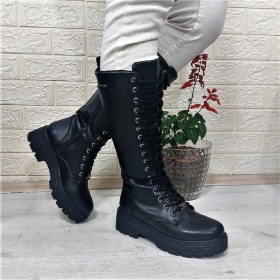 Resim Pierre Cardin 52444 Siyah Fermuarlı Bağacaklı 41CM Bayan Çizme 