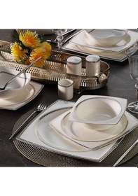 Resim Aryıldız Bone Square Line Platin 12 Kişilik 60 Parça Yemek Takımı 