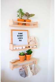 Resim Genel Markalar Montessori Kitaplık Çocuk Bebek Odası Rafı Ahşap Kitaplık Askılık 40cm 3lü Ters Düz Raf 