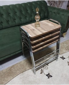 Resim aldagelsin Ceviz Desenli Şık 4'lü Piramit Tepsi Zigon 