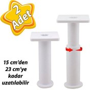 Resim 2 Adet Modül Ayarlanabilir Destek Ayağı 15 X 23 Cm Beyaz Ayak Mobilya Kanepe Baza Koltuk Ünite Ayakları 