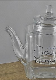 Resim Mini Boy Borosilikat Cam Demlik - Süzgeçli Cam Bitki Demliği - 400 Ml Şeffaf 