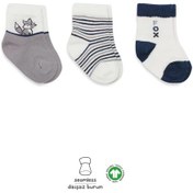 Resim 3'lü Penye Soket Çorap Bs10109 Gri Renkli Çok Renkli 