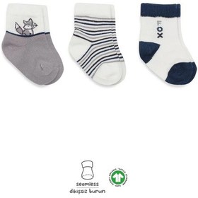 Resim 3'lü Penye Soket Çorap Bs10109 Gri Renkli Çok Renkli 