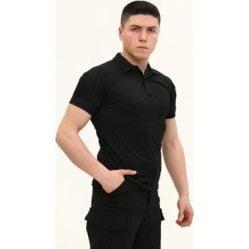 Resim Single Sword Kısa Kollu Taktik Polo Yaka Tişört Renk: Siyah Beden: L 