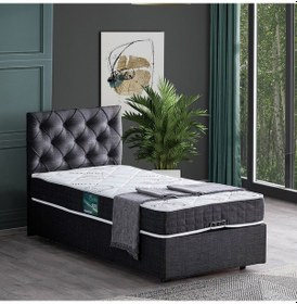 Resim Setaymobilya Baza, Tek Kişilik Eylül Baza+Başlık +Comfort Yatak Seti, Antrasit 
