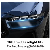 Resim Meridiangoods Ford Mustang 2024-2025 Sigara Siyahı Far Filmleri 2 Parça Koruma Kaplaması 