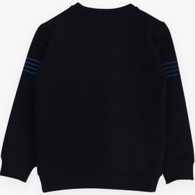 Resim Breeze Erkek Çocuk Sweatshirt Yazı Baskılı 7-12 Yaş, Lacivert 