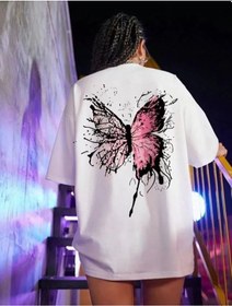 Resim Soonaksesuar Unisex Baskılı Oversize T-shirt - Beyaz Beyaz 