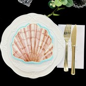Resim 20'li Paket Deniz Kabuğu Şeklinde Parti Peçeteleri - Yaratıcı Kıyı Tasarımı, Doğum Günü, Akşam Partileri, Restoranlar & Kafeler için 2 Katmanlı Dayanıklı Kağıt - Dekoratif Masa Düzenleme Aksesuarları, Doğum Günü Partisi Malzemeleri 