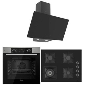 Resim Fryart XE63MI - SC405 - D077 FlowArt Black Plus 3'lü Cam Ankastre Set 