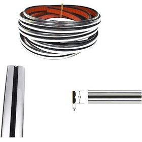 Resim Krom-Siyah Yapışkanlı Nikelaj Tampon Panjur Şeridi 13 MM 5 Metre 