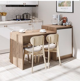 Resim Milano Bar Masası Dolaplı Yüksek Mutfak Yemek Masası , Ada 