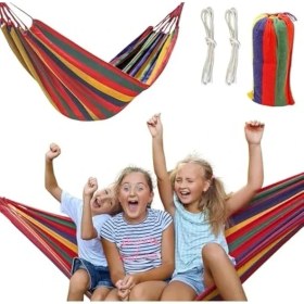 Resim Esranın Dünyası Çantalı Tek Kişilik Kanvas Hamak, 240X80 cm Boyutunda 