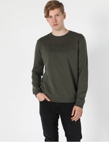 Resim Colin's Regular Fit Kabartma Yazılı Haki Erkek Sweatshirt CL1055797_Q1.V2_KHA 
