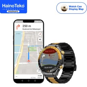 Resim Haino Teko Germany Rw-68 Premium Erkek Akıllı Saat 3 Kordon Arama Sağlık Spor Takip Navigasyon Akıllı Saat Gold 