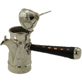 Resim Gümüş Kaplama Nakışlı Bakır Mırra Cezve 20 Cm 