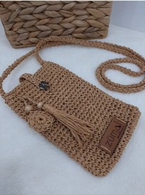 Resim ZÜMAL Lüx El Örgü Kağıt Ip Kadın Omuz Telefon Çantası 
