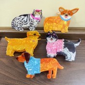 Resim 1 Adet Büyük Sevimli Köpek & Kedi Saç Tokası - Canlı Çok Renklİ Hayvan Figürlü, Duygusal Gözlerle Taksiler (Dachshund), Cocker Spaniel 