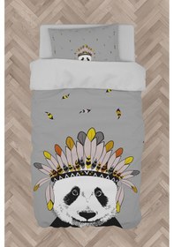 Resim Mekta Home Bebek Ve Çocuk Odası Kızılderili Panda Desenli Nevresim Takımı 