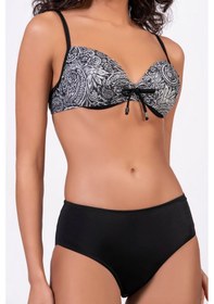 Resim Endeep Kadın Balenli Destekli Bağcık Detaylı Yüksek Bel Bikini Takımı Siyah 