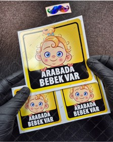 Resim Bay Etiket Bob14 Arabada Bebek Var Etiketi (Kız Çocuğu) Arabalara Özel Nano Teknolojik Malzeme 
