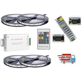 Resim 20 Metre Rgb Şerit Led + Kumanda + 20 Amper Adaptör Evlere Uyumlu 