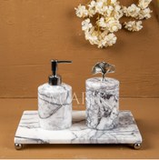 Resim MIARIK DESIGN & DEKORASYON DEKORATİF LEYLAK MERMER AKSESUAR DETAYLI 3 LU BANYO SETİ TAKIMI 