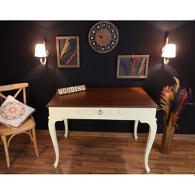 Resim Wooding-Mobilya Wooding 100 Cm Çekmeceli Masif Krem Ceviz Çalışma Masası 