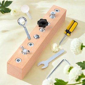 Resim Çocuklar için 8 Şekilli Vida ve Somun Eşleştirme Eğitimi Oyuncak, El-Göz Koordinasyonu Geliştirici Doğum Günü Hediyesi 