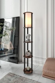 Resim ESTANTES Yuvarlak Lambader – Ceviz Renkli Şık Gövdesiyle Dekoratif Aydınlatma Ürünü, Modern ve Minimal Tasarım, E27 Duy Uyumlu, LED ile Kullanıma Uygun, Kolay Kurulumlu Lambader 