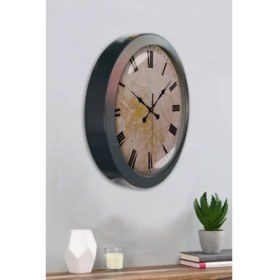 Resim Bahat Salon Ofis Duvar Saati Gri Metal Çerçeve 36 cm 