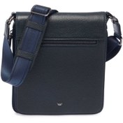 Resim Lacivert Deri Unisex Çapraz Askılı Çanta - S1AC00021185-X86 
