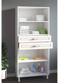 Resim Rabi Mobilya Çok Amaçlı Country 4 Kapaklı 2 Çekmeceli Gardırop Beyaz 