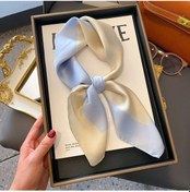 Resim Irojeff Lüks Kadın İpek Şal - Moda Saten Başörtüsü Ve Saç Bandı Gökyüzü Mavi 