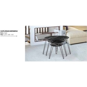 Resim Zigon Osm Elips Model V Ayak Parlak Siyah Mermer Itinalı Paketle 