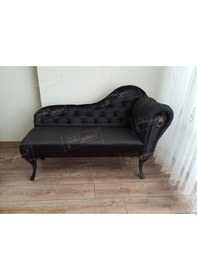 Resim Ters Kol Dekoratif Bihter Koltuk Josefin Puf 110 Cm Siyah Ayak Siyah 