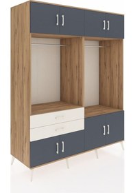Resim Kronos Gardrop 7 Raflı 2 Çekmeceli 2 Askılı 176x59x221 Çam-antrasit/aytaşı Antrasit/aytaşı 