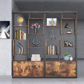 Resim Zizuva Özel Tasarım 180x80x30 CM Ceviz Dolaplı Ev Ofis Kitaplık ve Düzenleyici 
