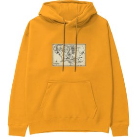 Resim Yüzüklerin Efendisi Orta Dünya Haritası - Lord Of The Rings Hoodie - Turuncu / L 