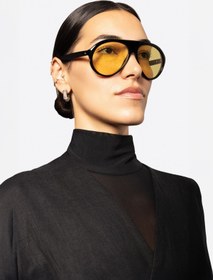 Resim SERTAC TASDELEN Sarı Camlı Siyah Çerçeveli Asetat Cr-39 Uv 400 Unisex Güneş Gözlüğü Model G 02 