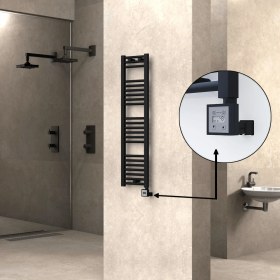 Resim Radiva Haiti Elektrikli Havlupan 300 Watt 300X1200 Düz Mat Siyah (Ktx3 Termostatlı) 