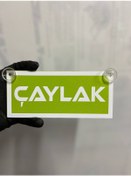 Resim Yeşil Renk Üzeri Beyaz Renk Çaylak Yazılı Vantuzlu Cam Süsü 